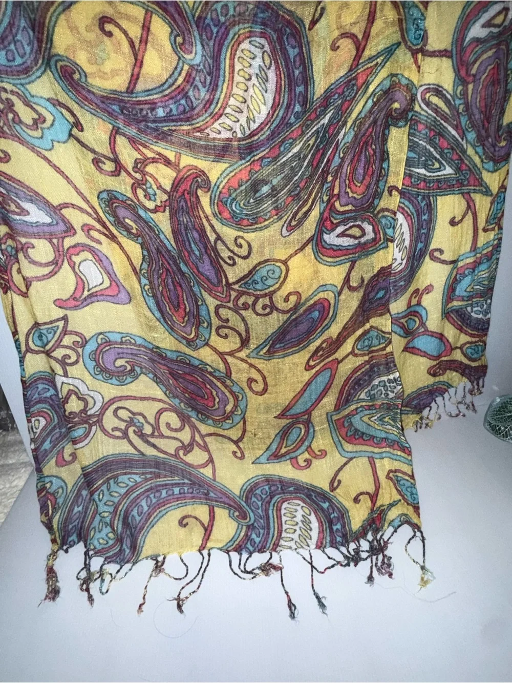 Vintage Yellow Paisley Scarf Headwrap - Stylish Women’s Accessory